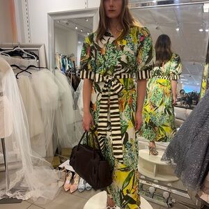 MARIE OLIVIER Floral Striped Cotton Women's Dress